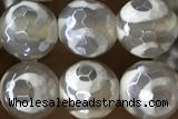 AGAT37 15 inches 8mm faceted round AB-color tibetan agate beads