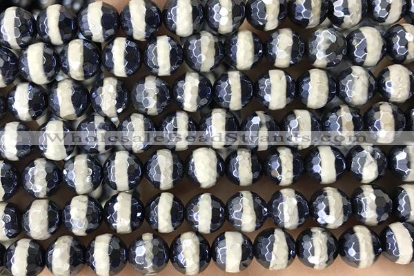 AGAT41 15 inches 8mm faceted round AB-color tibetan agate beads