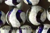 AGAT47 15 inches 10mm faceted round AB-color tibetan agate beads