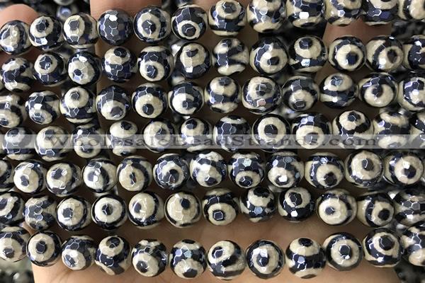 AGAT49 15 inches 8mm faceted round AB-color tibetan agate beads