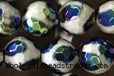 AGAT58 15 inches 8mm faceted round AB-color tibetan agate beads