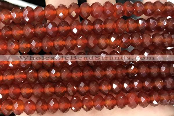 AGAT70 15 inches 5*8mm faceted rondelle red agate gemstone beads