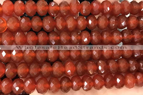 AGAT71 15 inches 6*10mm faceted rondelle red agate gemstone beads