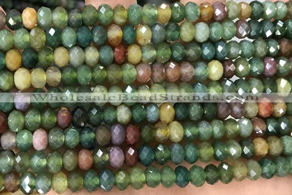 AGAT72 15 inches 4*6mm faceted rondelle Indian agate gemstone beads