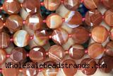 COIN02 15 inches 12mm faceted coin line agate beads