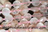 COIN105 15 inches 12mm faceted coin pink quartz beads