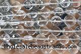 COIN17 15 inches 10mm faceted coin white crystal beads