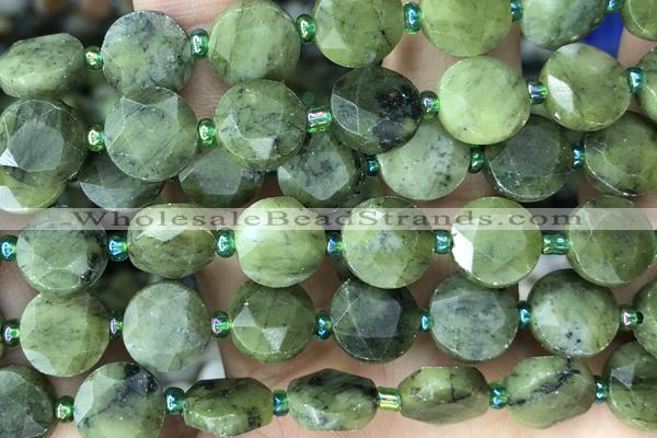 COIN30 15 inches 10mm faceted coin jade gemstone beads