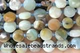 COIN31 15 inches 10mm faceted coin amazonite gemstone beads