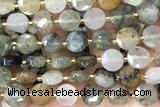 COIN35 15 inches 10mm faceted coin phantom quartz beads