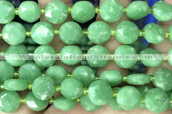 COIN38 15 inches 10mm faceted coin jade gemstone beads