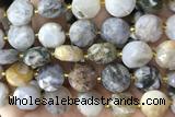 COIN48 15 inches 12mm faceted coin bamboo leaf agate beads