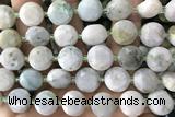 COIN54 15 inches 12mm faceted coin jade gemstone beads