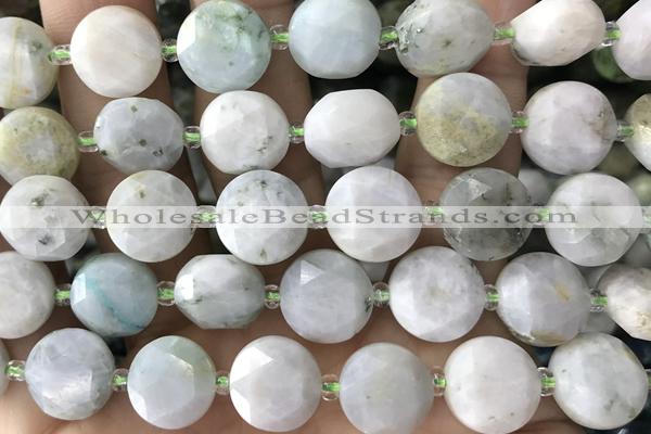 COIN54 15 inches 12mm faceted coin jade gemstone beads