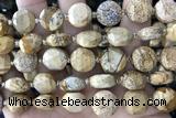 COIN61 15 inches 12mm faceted coin picture jasper beads