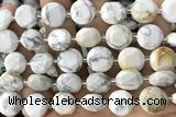 COIN76 15 inches 12mm faceted coin howlite turquoise beads