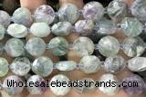 COIN77 15 inches 12mm faceted coin fluorite gemstone beads