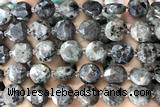 COIN85 15 inches 12mm faceted coin flame jasper beads