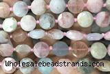 COIN94 15 inches 12mm faceted coin morganite gemstone beads