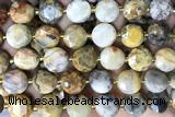 COIN99 15 inches 12mm faceted coin yellow crazy lace agate beads