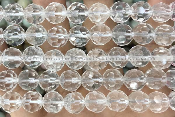 CRYS01 15 inches 10mm faceted round white crystal gemstone beads