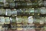 CUBE01 15 inches 2.5mm faceted cube green garnet beads