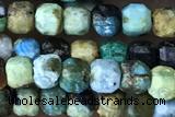 CUBE06 15 inches 3mm faceted cube chrysocolla gemstone beads