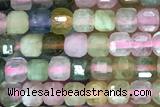 CUBE100 15 inches 2.5mm faceted cube tourmaline gemstone beads