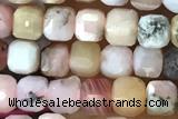 CUBE11 15 inches 3mm faceted cube pink opal gemstone beads