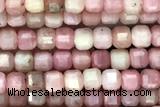 CUBE112 15 inches 2mm faceted cube pink wooden jasper beads