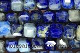 CUBE114 15 inches 3mm faceted cube lapis lazuli beads