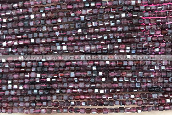 CUBE121 15 inches 2 mm faceted cube garnet gemstone beads