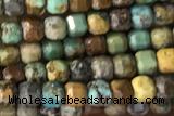 CUBE127 15 inches 2.5mm faceted cube turquoise gemstone beads