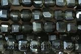 CUBE13 15 inches 2.5mm faceted cube golden obsidian gemstone beads