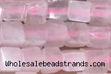 CUBE133 15 inches 4mm cube rose quartz gemstone beads