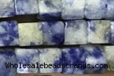 CUBE140 15 inches 4mm cube blue spot stone gemstone beads