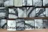 CUBE141 15 inches 4mm cube black water jasper gemstone beads