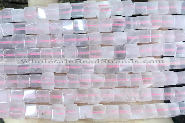 CUBE162 15 inches 6mm cube rose quartz gemstone beads