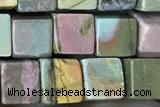 CUBE176 15 inches 6mm cube picasso jasper gemstone beads