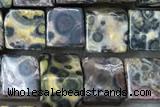 CUBE181 15 inches 6mm cube leopard skin jasper gemstone beads