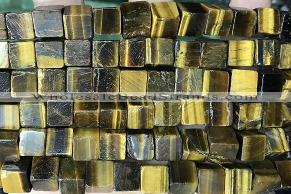 CUBE195 15 inches 8mm cube yellow tiger eye gemstone beads