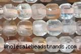 CUBE23 15 inches 3mm faceted cube pink quartz gemstone beads