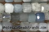 CUBE30 15 inches 3mm faceted cube aquamarine gemstone beads