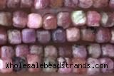 CUBE36 15 inches 2.5mm faceted cube rhodonite gemstone beads