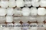 CUBE52 15 inches 3mm faceted cube white moonstone gemstone beads