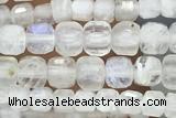 CUBE53 15 inches 3mm faceted cube white moonstone gemstone beads