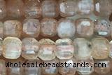 CUBE65 15 inches 3mm faceted cube sunstone gemstone beads