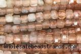 CUBE66 15 inches 2.5mm faceted cube sunstone gemstone beads