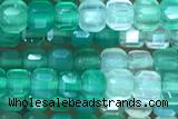 CUBE71 15 inches 2.5mm faceted cube green agate gemstone beads