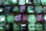 CUBE73 15 inches 3mm faceted cube ruby zoisite gemstone beads